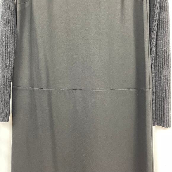 Loft Mixed Material Dress Sz 12 Black Ribbed Knit Wool Rabbit Hair Sweater - Picture 6 of 11